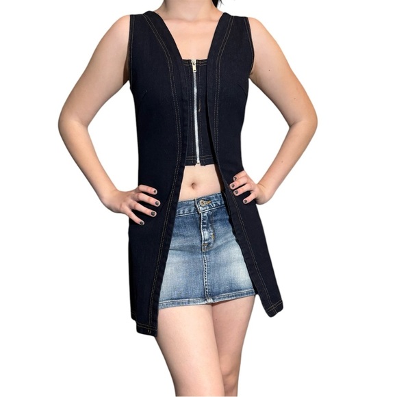 Vintage Y2K 90’s Fetish Denim Vest Mini Dress Size Small - Picture 1 of 9